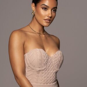 JLux Label Cream Davina Sweater Knit Bustier Top Medium